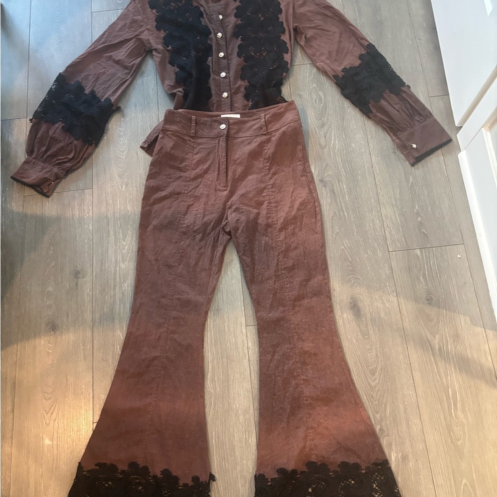 Brown and Black Lace Women's pantsuit Latiste size small